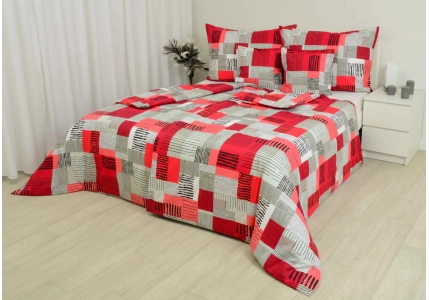 Bavlněné povlečení Červené a šedivé kostky II. jakost