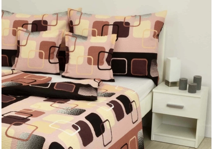 Krepové povlečení Hnědobéžové kostky