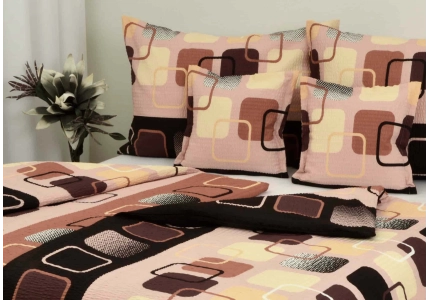 Krepové povlečení Hnědobéžové kostky