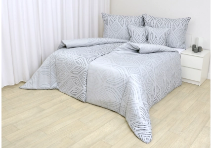 Bavlněný satén Šedo-stříbrné ornamenty (digitální tisk)