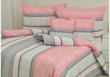 Krepové povlečení LUX Šedé pruhy s růžovou II. Jakost