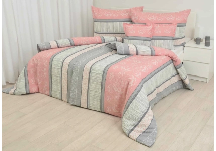 Krepové povlečení LUX Šedé pruhy s růžovou II. Jakost