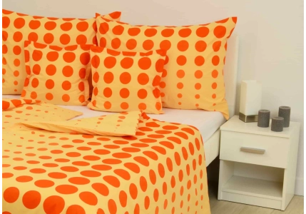 Bavlněné povlečení LUX Oranžové planety na žlutém podkladu