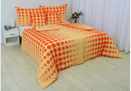 Bavlněné povlečení LUX Oranžové planety na žlutém podkladu