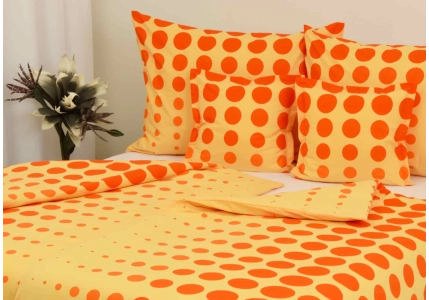 Bavlněné povlečení LUX Oranžové planety na žlutém podkladu