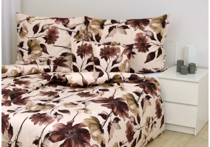 Bavlněný satén Květinová zahrada (digitální tisk)