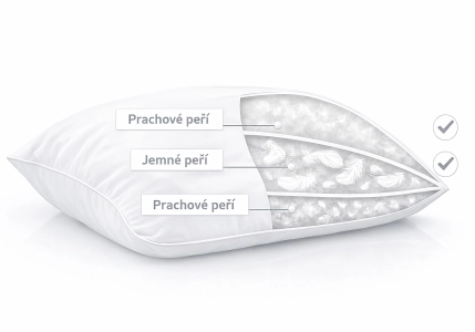 Tříkomorový péřový polštář Harmonia 2000g