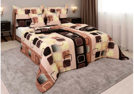 Ložní povlečení krep Hnědobéžové kostky II. jakost