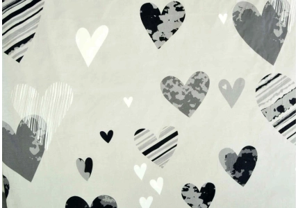 Šedivé srdce bavlna lux metráž